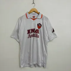 90s ASローマ ユニフォーム ゲームシャツ 1998-99 アウェイ レプリカ 襟付き 古着 VINTAGE サッカー ブロークコア ホワイト系 C464