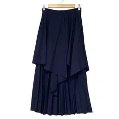 美品 CLANE クラネ レイヤード プリーツ ロングスカート サイズ1 ネイビー レディース 古着 中古 USED