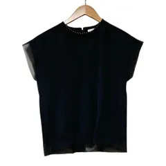 美品 Ballsey ボールジー トゥモローランド コットンビーズコンビ フレンチスリーブプルオーバー ブラウス S ブラック レディース 古着 中古 USED