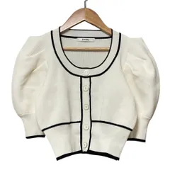 未使用 23SS SNIDEL スナイデル バイカラークロップドニットプルオーバー SWNT231164 サイズF オフホワイト  レディース 古着 中古 USED