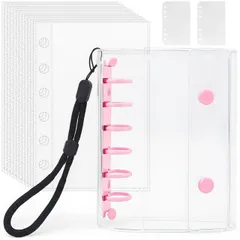 【送料無料】シール帳 透明 A7サイズ はがせる 女の子 シールバインダー シール手帳 クリアバインダー 6穴 シール収納 推し活グッズ シール台紙10枚セット