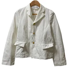 良品 COMME des GARCONS コムデギャルソン コムコム AD2008 ポリ縮絨 シングルジャケット RC-J008 サイズS ホワイト レディース 古着 中古 USED