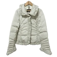美品 クリーニング済 MONCLER モンクレール 茶タグ ADRIANA フリル ダウンジャケット ブルゾン 1 ベージュ レディース 古着 中古 USED