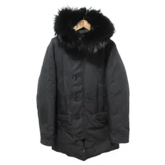 美品 UNITED ARROWS ユナイテッドアローズ ラクーンファー フーデッド ダウンコート S ブラック レディース 古着 中古 USEDのサムネイル