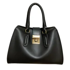 良品 FURLA フルラ ミラノS レザー 2WAY ハンドバッグ ショルダーバッグ ブラック レディース 古着 中古 USED