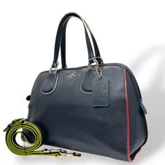 【美品】コーチ COACH エース サッチェル ハンドバッグ 2WAY ショルダーバッグ 斜め掛け可 自立可 カラーブロック レザー 本革 ネイビー 紺 ネオンイエロー ゴールド金具 38000 A1680 レディース カジュアル エレガント お出かけ s98