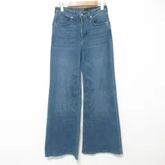 美品 ARMANI EXCHANGE アルマーニエクスチェンジ フレアワイドジーンズ デニムパンツ サイズ26 インディゴブルー レディース 古着 中古 USED