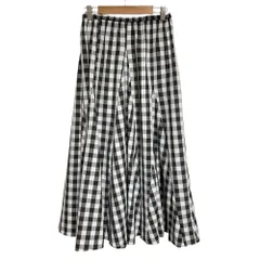 美品 23SS IENA イエナ ギンガムチェック フレアロングスカート 36 ブラックホワイト レディース 古着 中古 USED