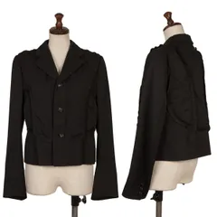 コムデギャルソンCOMME des GARCONS ウールギャバ中綿パッチジャケット 黒S