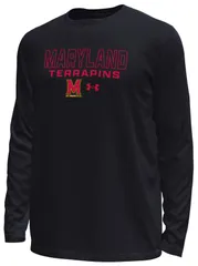 アンダーアーマー メンズ トップス Tシャツ Under Armour Mens Maryland Terrapins Black Tech Stretch Long Sleeve TShirt NoColor ブラック