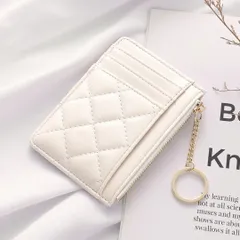 新品 カードケース 小銭入れ フラグメントケース 定期入れ ホワイト チェーン付