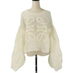 美品 LOEWE ロエベ アナグラム モヘアニット セーター S359Y14KBO サイズM ホワイト レディース 古着 中古 USED