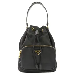 良品 PRADA プラダ デュエット 巾着 ナイロンバッグ ハンドバッグ ショルダーバッグ 1BH038 ブラック レディース 古着 中古 USED