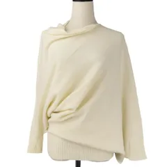 美品 DESIGNWORKS デザインワークス カシミヤ100％ アシンメトリー ドレープ ニット カットソー セーター 38 ホワイト レディース 古着 中古 USEDのサムネイル
