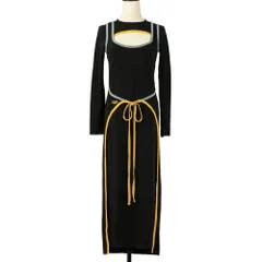 美品 DIESEL ディーゼル レイヤードデザイン ワンピース D-CROSSER サイズM ブラック レディース 古着 中古 USED