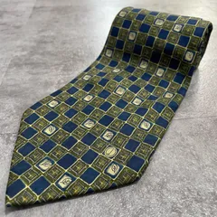 【dunhill】ダンヒル 小紋スクエア柄 シルクネクタイ シルク100% メンズ イタリア製 ブルー 青色 グリーン 緑色 幾何学模様 格子柄 総柄 クラシック ドレス ビジネス フォーマル ヴィンテージ