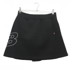 【美品】ニューバランスゴルフ スカート 黒 ロゴ白 ウエストゴム レディース 1(M) ゴルフウェア New Balance