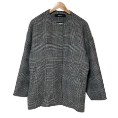 美品 JOURNAL STANDARD ジャーナルスタンダード グレンチェックノーカラーコート 38 グレー レディース 古着 中古 USED