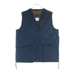 TAION (タイオン) ミリタリー Vネックジップ ダウンベスト ネイビー TAION-001ZML-1