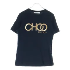 JIMMY CHOO (ジミーチュウ) フロントロゴプリント クルーネック半袖Tシャツカットソー ブラック レディース J000131625のサムネイル