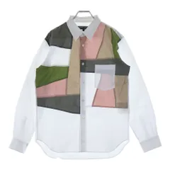 COMME des GARCONS HOMME DEUX (コムデギャルソン オムドゥ) 21SS AD2020 フロントパッチワーク切替 長袖ボタンシャツ ホワイト DG-B024のサムネイル