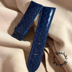 sna-173 シースネイク（ウミヘビ）腕時計ベルト ネイビー (ラグ幅26mm - バックル幅22 mm)