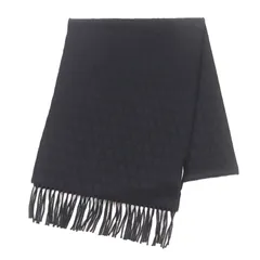極美品★VALENTINO ヴァレンティノ 2023年製 ウール100％ Vシグネチャー総ロゴ フリンジ マフラー ブラック UNI(180cm×35cm） イタリア製 正規品 レディースのサムネイル