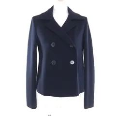美品★JIL SANDER ジルサンダー JSPL757039 ウール100％ ダブルブレスト ニット ジャケット ネイビー 34 イタリア製 正規品 レディースのサムネイル
