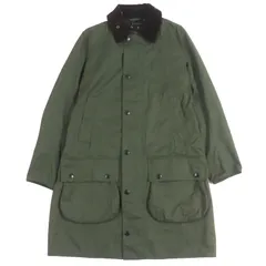 美品▼Barbour バブアー 241MCA0962 BORDER ボーダー 襟コーデュロイ ダブルジップアップ ミリタリーコート カーキ 38 正規品 メンズ