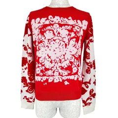 極美品▲RED VALENTINO レッドヴァレンティノ フローラル クルーネック 長袖  ニット セーター レッド S 正規品 レディースのサムネイル