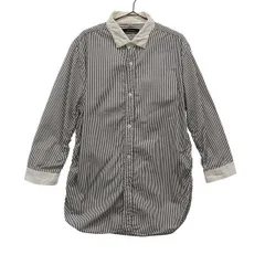 Johnbull ジョンブル ストライプ 7分袖 シャツ L ホワイト×ブラック レディース 古着