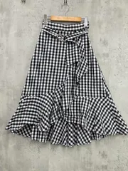 Apuweiser-riche アプワイザーリッシェ 28135261 ベルト付き ギンガムチェックアシンメフリル スカート size2/黒×白 ■■ レディース