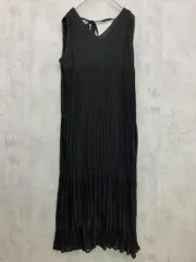 VIS ビス BVE53070 Vネック ランダムプリーツ バックリボンクリンクル ワンピース sizeF/黒 ■◆ レディース