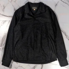 Dry Bones ごま塩 L/Sオープンカラーウールシャツ ネコ目ボタン キャッツアイ M ダークグレー