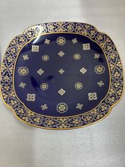Y【保管品】レアな品です❕Demain イタリア製青い花模様の金縁象嵌細工 