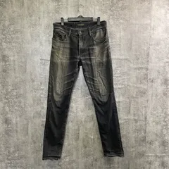 【T-680】UNIQLO JEANS ユニクロ メンズ  L相当ブラックデニム スキニーデニム 黒ジーンズ スリムパンツ カジュアル 古着 メンズボトムス