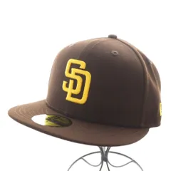 ニューエラ NEW ERA 59FIFTY MLBオンフィールド サンディエゴ パドレス ゲーム キャップ 帽子 ロゴ 刺繍 7 茶 ブラウン 黄 イエロー 208824 /AN31