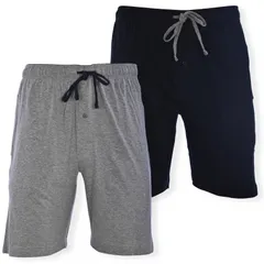 ヘインズ レディース アンダーウェア ナイトウェア ショートパンツ ニット Mens Hanes 2packnit Pajama Shorts Black Light Gray ブラック