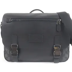 美品□COACH コーチ C2793 レザー シグネチャー トラック メッセンジャーバッグ ショルダーバッグ ブラック ロゴチャーム・保存袋付き メンズ