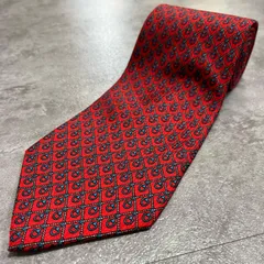 【未使用タグ付き】GIVENCHY　ジバンシー シルクネクタイ シルク100% メンズ イタリア製 レッド 赤 総柄 小紋柄 ロゴ柄 クラシック ドレス ビジネス 高級ブランド ヴィンテージ