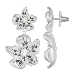 ネーピア レディース アクセサリー ピアス・イヤリング Napier Silver Tone Simulated Crystal Flower Power Double Drop Earrings Multi マルチカラー