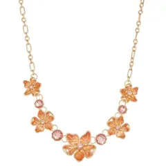 ネーピア レディース アクセサリー ネックレス・チョーカー・ペンダントトップ フラワー柄 レース フラワー Napier Gold Tone Simulated Crystal Orange Floral Collar Necklace Peach ピーチ