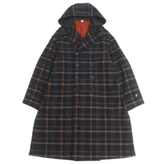 極美品▼GUCCI グッチ 568562 ウール リネン チェック柄 ダブルブレスト フーデッド ダブルチェスターコート ネイビー 46 イタリア製 正規品 メンズのサムネイル