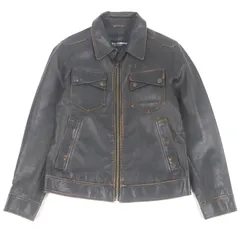 極美品□DOLCE&GABBANA ドルチェ＆ガッバーナ カンガルーレザー 黒タグ ヴィンテージ加工 ライダースジャケット ダークブラウン 50 イタリア製 正規品 メンズ