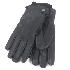 未使用品□COACH コーチ F54183 ヤギ革 ロゴシルバーボタン 3WAY ウールインナー レザーグローブ 手袋 ブラック L 正規品 メンズ