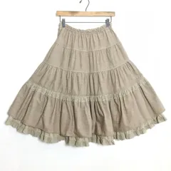 ピンクハウス★大人可愛い♪ティアード フレアスカート ナチュラル レース 綿100 ベージュ系 z18673のサムネイル