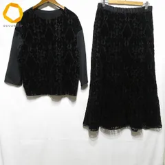 #wnc プレインピープル PLAIN PEOPLE セットアップ 3 黒 レース 総柄 サイドジップ フロッキー レディース [926558]