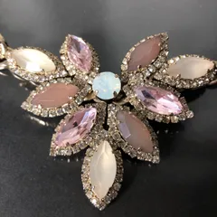 ネックレス 花モチーフ ラインストーン 大ぶり 全長約530mm キラキラ 結婚式 パーティー ペンダント レディースアクセサリー■S267