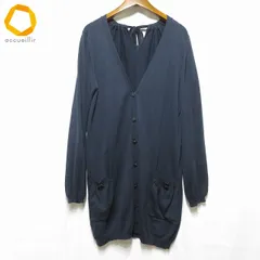 #anc レリアン Leilian カーディガン 紺 ロング リボン  リブ シルク混 レディース [995010]