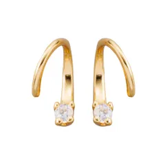 【ゴールド×ピアス】[Cream dot. クリームドット公式] ピアス レディース   ニッケルフリー スパイラル スクリュー 螺旋 ループ レイヤード風 一粒ビジュー 極小 ミニ フィット 微調整可能  